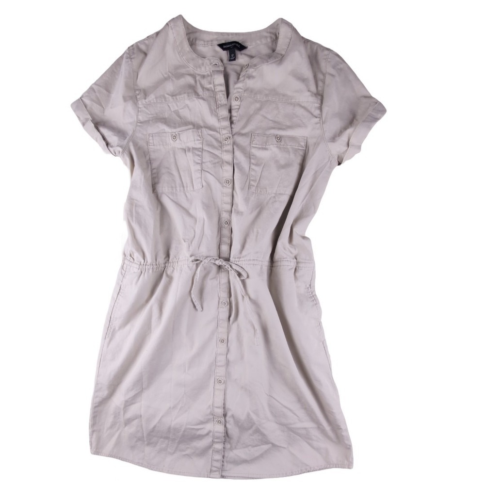 Banana‎ Republic Button Up Shirt Dress Khaki Size 12 Safari Outdoors Campcore